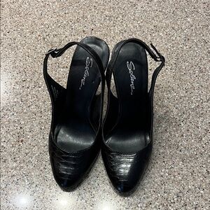 Solanz Black Women's Slingback Heels